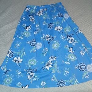 Ann Taylor Factory Blue Floral Maxi Skirt Sz 12 EUC